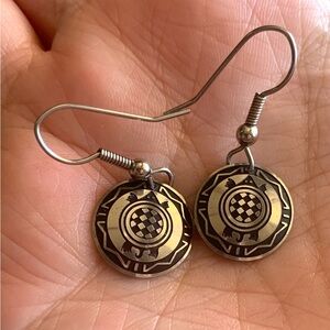Vintage Native American Silver and Black Tortoise Earrings